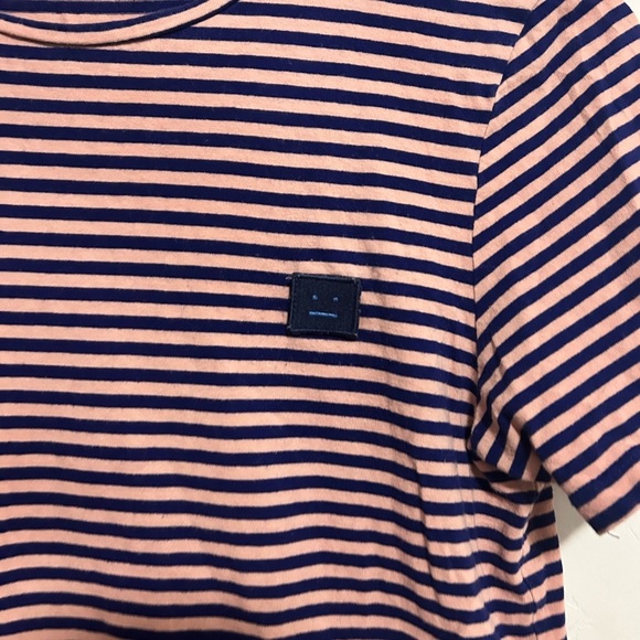 Acne Studios Napa face stripe tee shirt pink blue xs - Picture 6 of 9